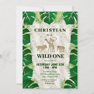 Invitation Wild One Boy 1er anniversaire Safari Jungle Invita