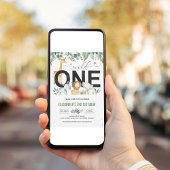 Invitation Wild One Boy Safari Anniversaire Jungle Animaux