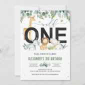 Invitation Wild One Boy Safari Anniversaire Jungle Animaux (Devant)