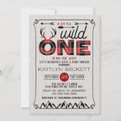 Invitation Wild One Boys Rustic Plaid Baby shower de bûcheron (Devant)