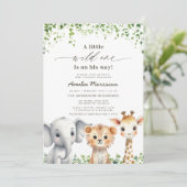 Invitation Wild One Boys Safari Animaux Baby shower (Debout devant)