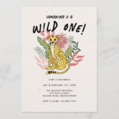 Invitation Wild One Cheetah Kids Birthday Party (Devant)