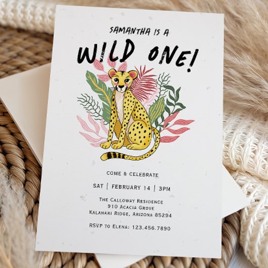 Invitation Wild One Cheetah Kids Birthday Party