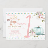 Invitation Wild One, Citrouille, Anniversaire de Boho (Devant)