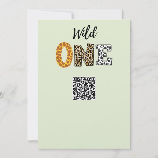 Invitation Wild One code QR baby shower vert (Dos)