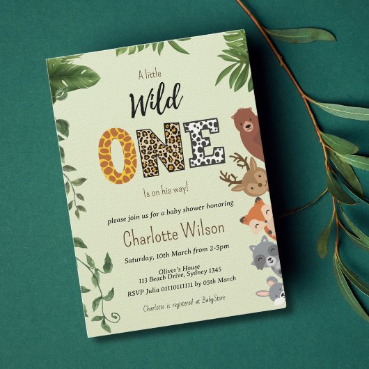 Invitation Wild One code QR baby shower vert
