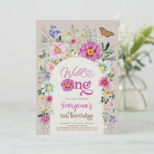 Invitation Wild One Colorée Boho Fleur sauvage 1er anniversai (Debout devant)