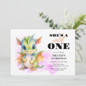 Invitation Wild One Cute Baby Dragon Fairytale 1er Anniversai (Debout devant)