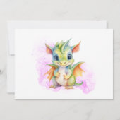 Invitation Wild One Cute Baby Dragon Fairytale 1er Anniversai (Dos)