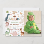 Invitation Wild One Cute Dinosaur 1er anniversaire de fête Ph (Devant)