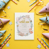 Invitation Wild One Cute Forest Animaux 1er anniversaire