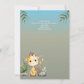 Invitation Wild One Cute Giraf Safari Animaux 1er anniversair (Dos)