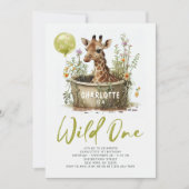 Invitation Wild One Cute Giraffe 1er Anniversaire Animal Ball (Devant)