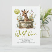 Invitation Wild One Cute Giraffe 1er Anniversaire Animal Ball (Debout devant)