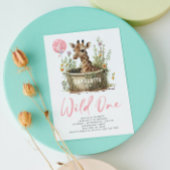 Invitation Wild One Cute Giraffe 1er anniversaire Photo Anima