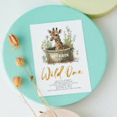 Invitation Wild One Cute Giraffe 1er anniversaire Photo Anima