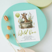Invitation Wild One Cute Giraffe 1er anniversaire Photo Anima