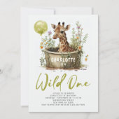 Invitation Wild One Cute Giraffe 1er anniversaire Photo Anima (Devant)