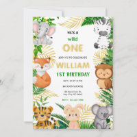 Wild One Cute Jungle Animal Child's 1st Birthday 