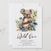 Invitation Wild One Cute Koala 1er Anniversaire Photo Animal (Devant)