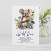 Invitation Wild One Cute Koala 1er Anniversaire Photo Animal (Debout devant)