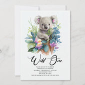 Invitation Wild One Cute Koala 1er Anniversaire Photo Animal (Devant)