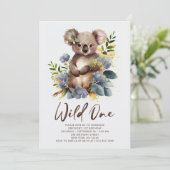 Invitation Wild One Cute Koala 1er Anniversaire Photo Animal (Debout devant)