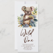 Invitation Wild One Cute Koala 1er Anniversaire Photo Animal (Devant)