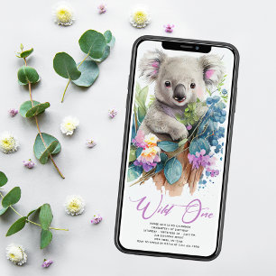 Invitation Wild One Cute Koala 1er Anniversaire Photo Animal