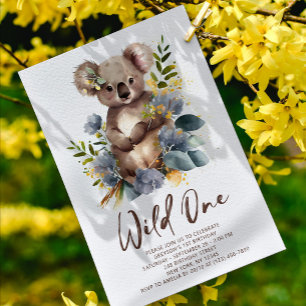 Invitation Wild One Cute Koala 1er Anniversaire Photo Animal