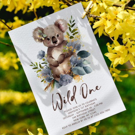 Invitation Wild One Cute Koala 1er Anniversaire Photo Animal