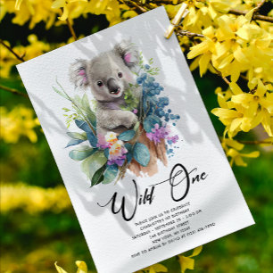 Invitation Wild One Cute Koala 1er Anniversaire Photo Animal