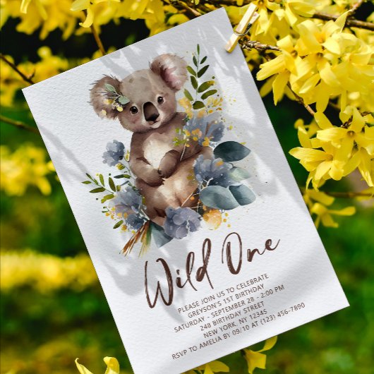 Invitation Wild One Cute Koala 1er Anniversaire Photo Animal