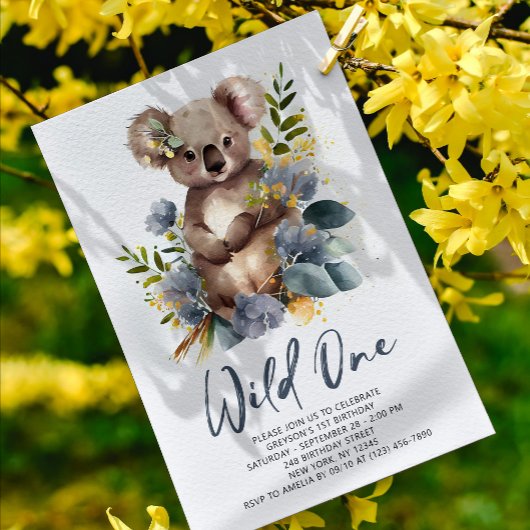 Invitation Wild One Cute Koala 1er Anniversaire Photo Animal