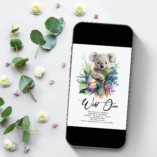 Invitation Wild One Cute Koala 1er Anniversaire Photo Animal