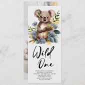 Invitation Wild One Cute Koala 1er Anniversaire Photo Animal (Devant / Derrière)