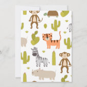 Invitation Wild One Cute Safari Animaux 1er anniversaire (Dos)