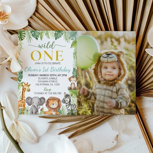 Invitation Wild One Cute Safari Animaux Anniversaire Invitati