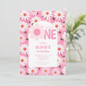 Invitation Wild One Daisy 1er Birthday Photo (Debout devant)