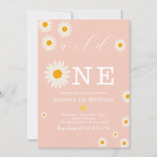 Invitation Wild One Daisy Boho Anniversaire Bash | Anniversai (Devant)