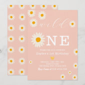Invitation Wild One Daisy Boho Anniversaire Bash | Anniversai (Devant / Derrière)