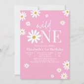 Invitation Wild One Daisy First Birthday Girl – Floral 1st (Devant)