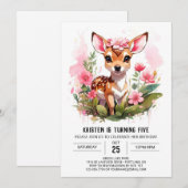 Invitation Wild One Deer Adventure Girl Anniversaire (Devant / Derrière)
