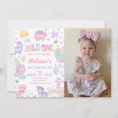 Invitation Wild One Dinosaur 1er Anniversaire (Devant)