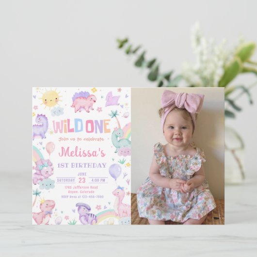 Invitation Wild One Dinosaur 1er Anniversaire (Debout devant)