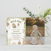 Invitation Wild One Dinosaur Boy 1er photo d'anniversaire (Debout devant)