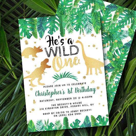 Invitation Wild One Dinosaur Boys 1er anniversaire
