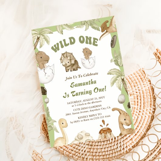 Invitation Wild One Dinosaur Garçon 1er premier anniversaire