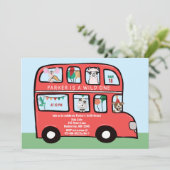 Invitation Wild One Double Decker Party Bus Anniversaire (Debout devant)