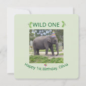Invitation Wild One Elephant Birthday Party Invite Design (Devant)